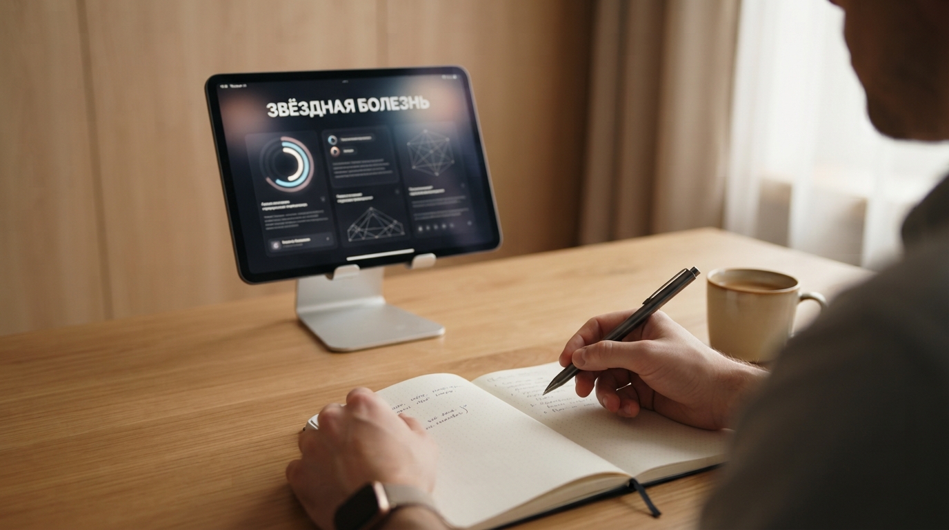 Планшет с работой со звёздной болезнью в отделе продаж