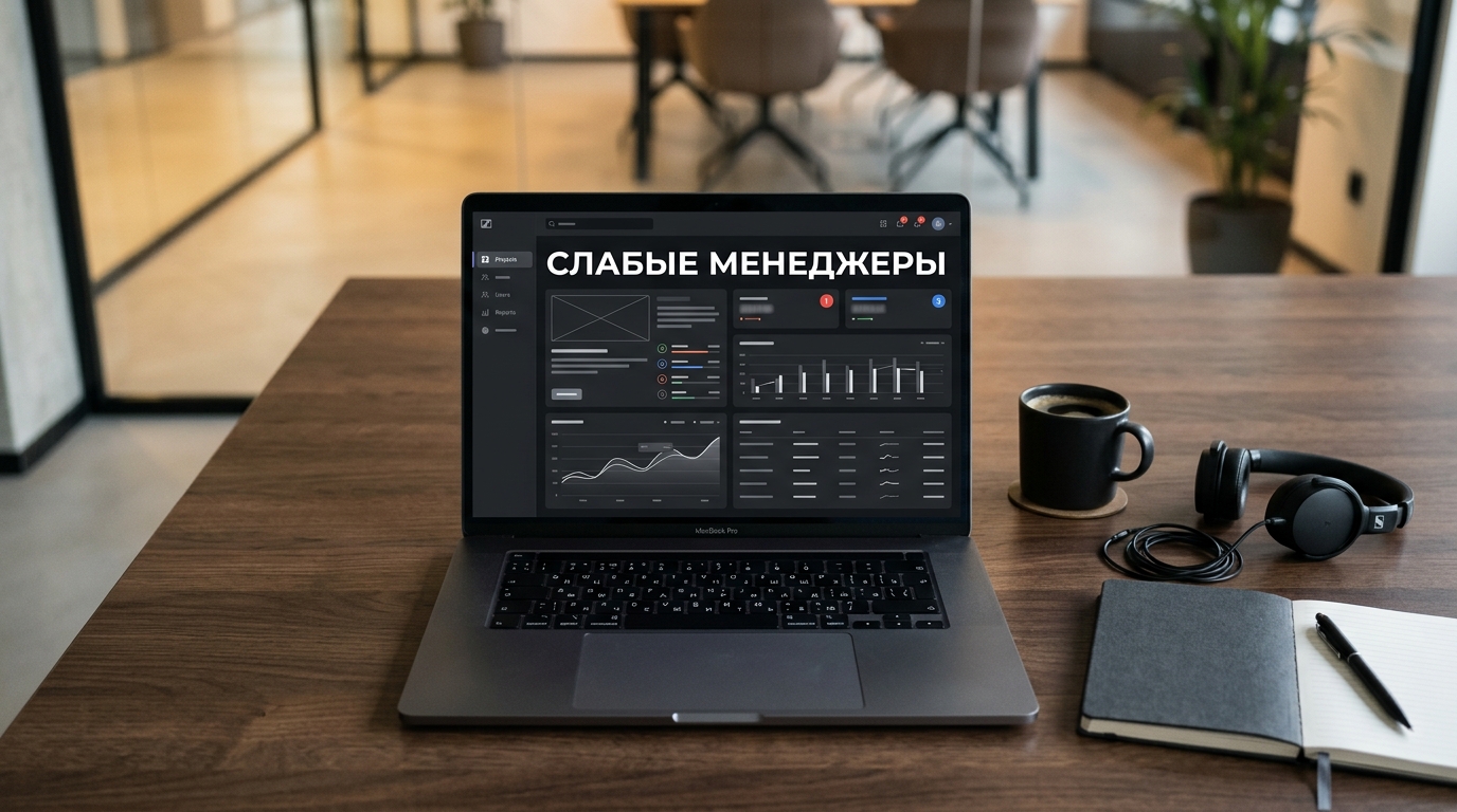 Ноутбук с планом развития слабых менеджеров