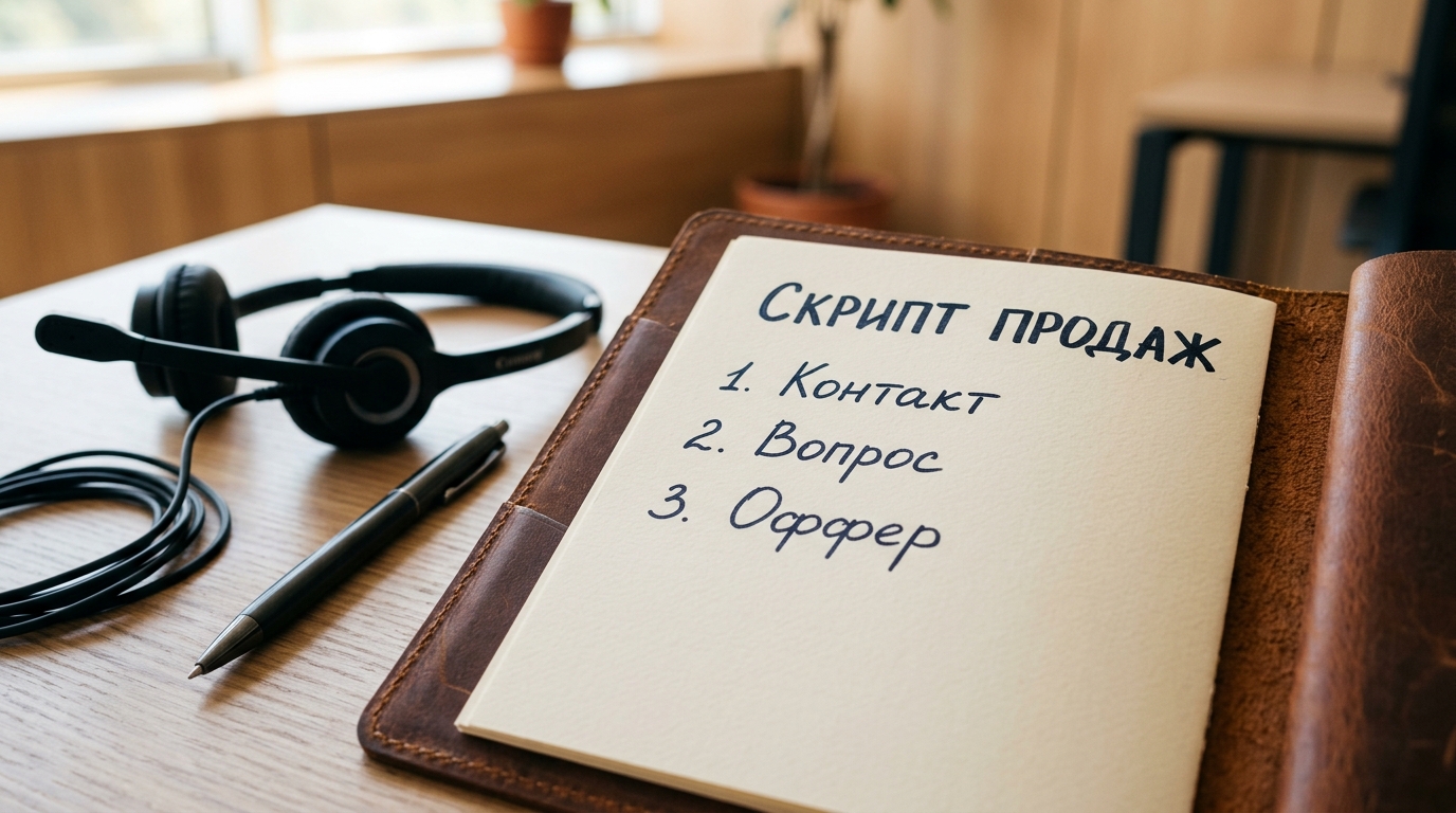 Блокнот со скриптом продаж и опорными фразами