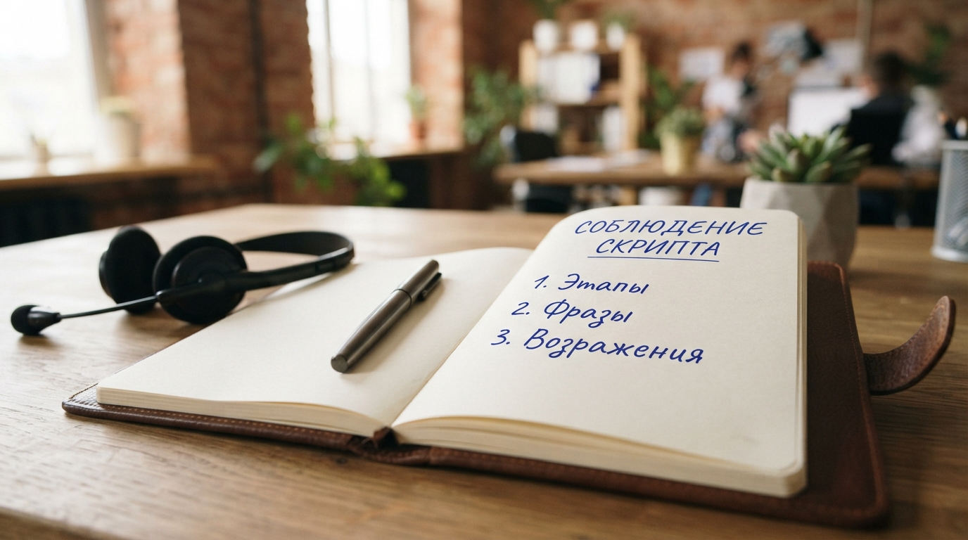 Блокнот с критериями соблюдения скрипта