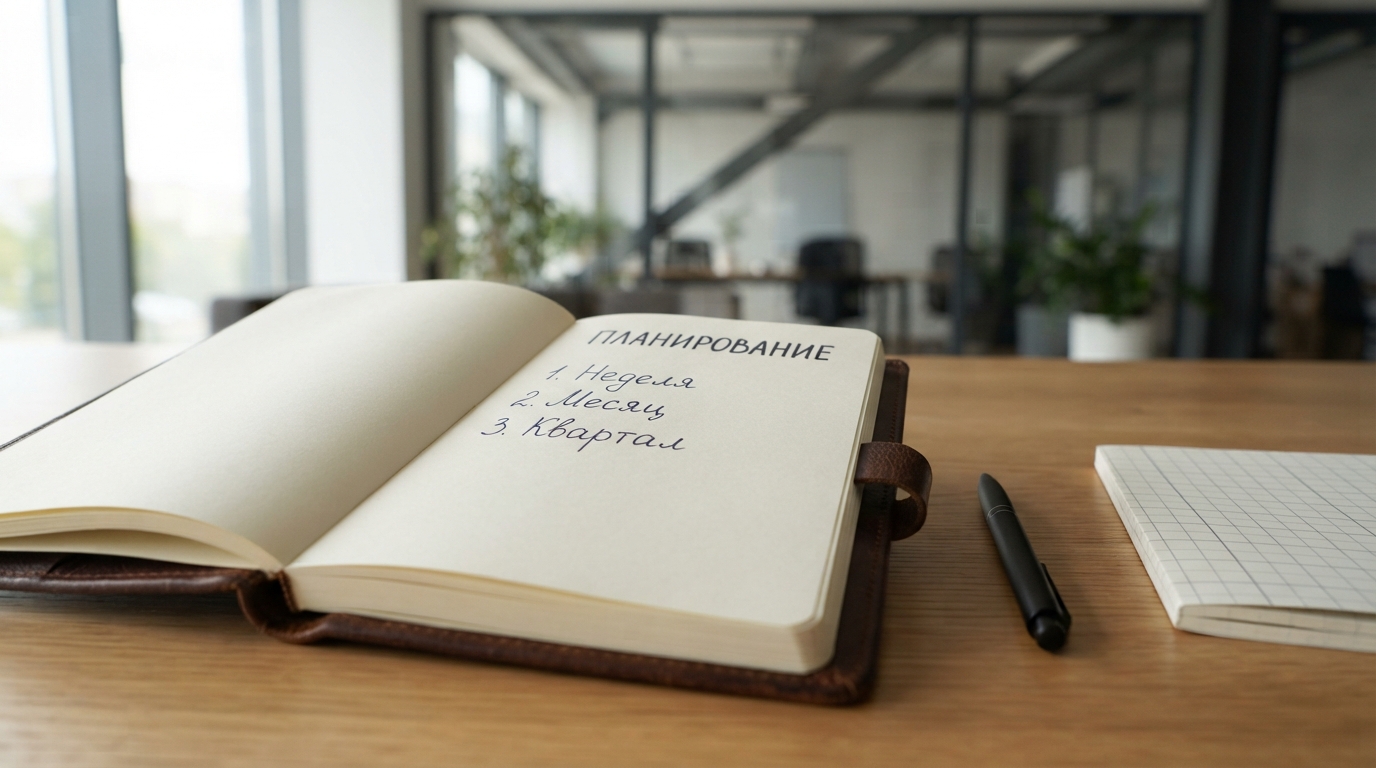 Блокнот с горизонтами планирования в отделе продаж