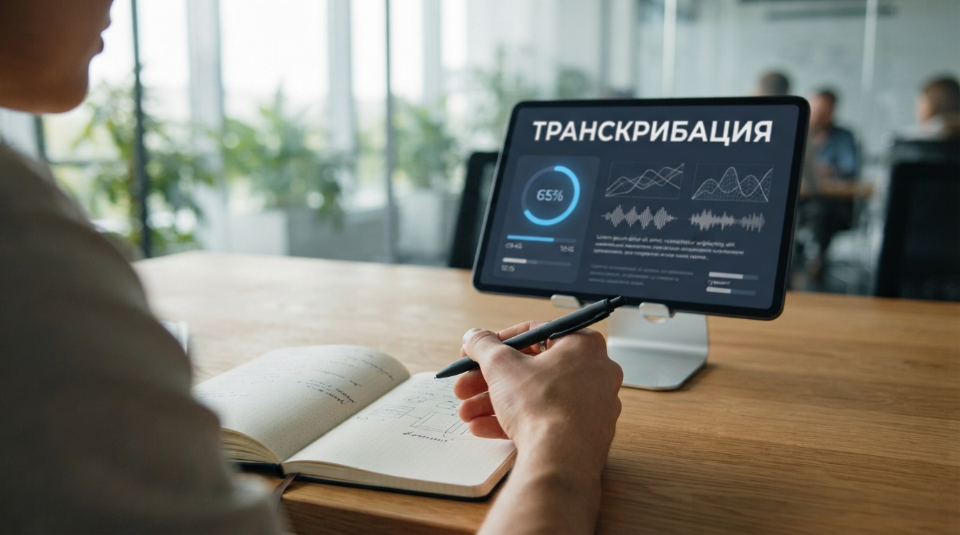 Планшет с транскрибацией звонков отдела продаж