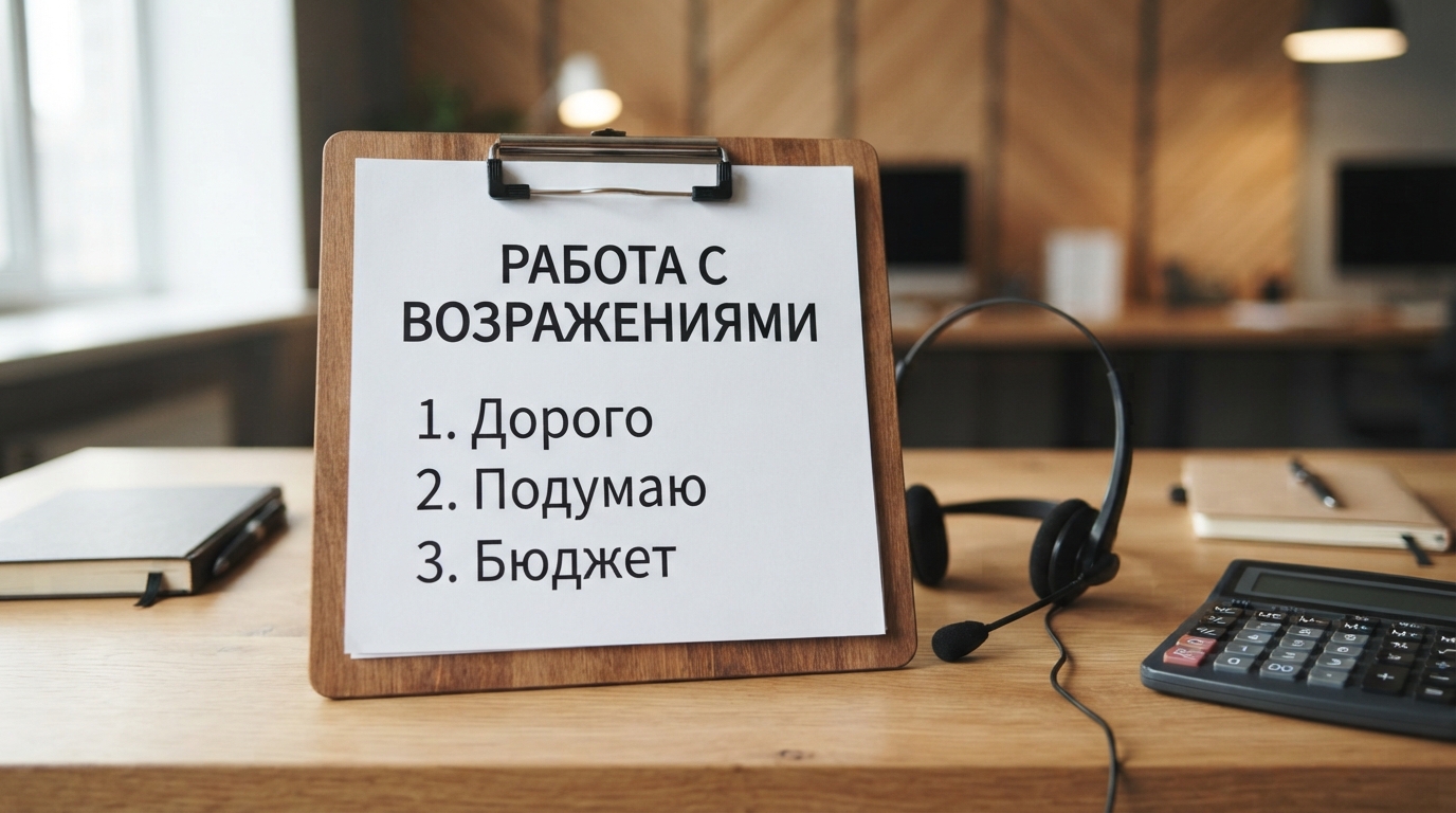 Клипборд с картой возражений